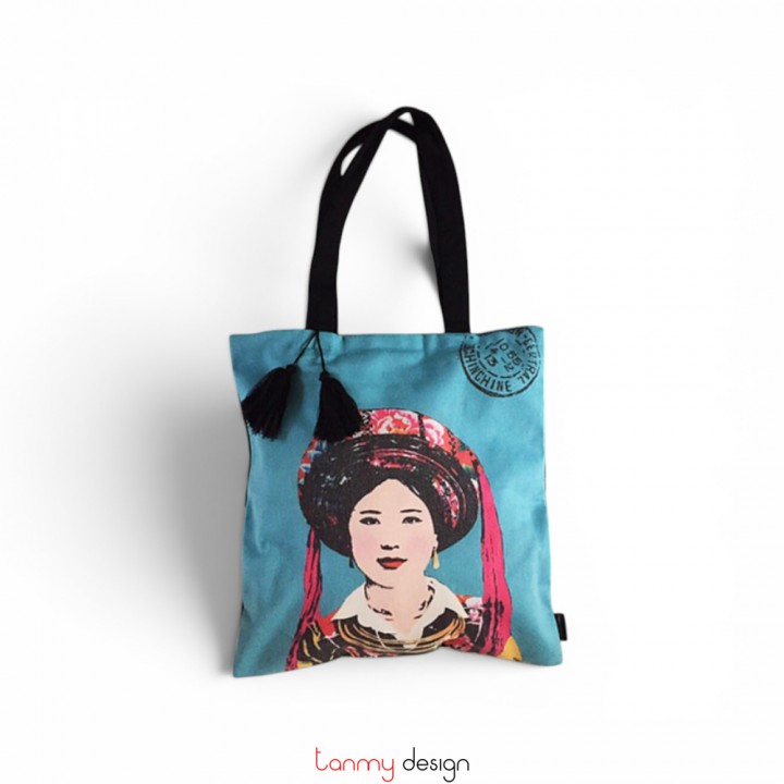 Túi tote vải in hình phụ nữ Việt nam-Miss Kim